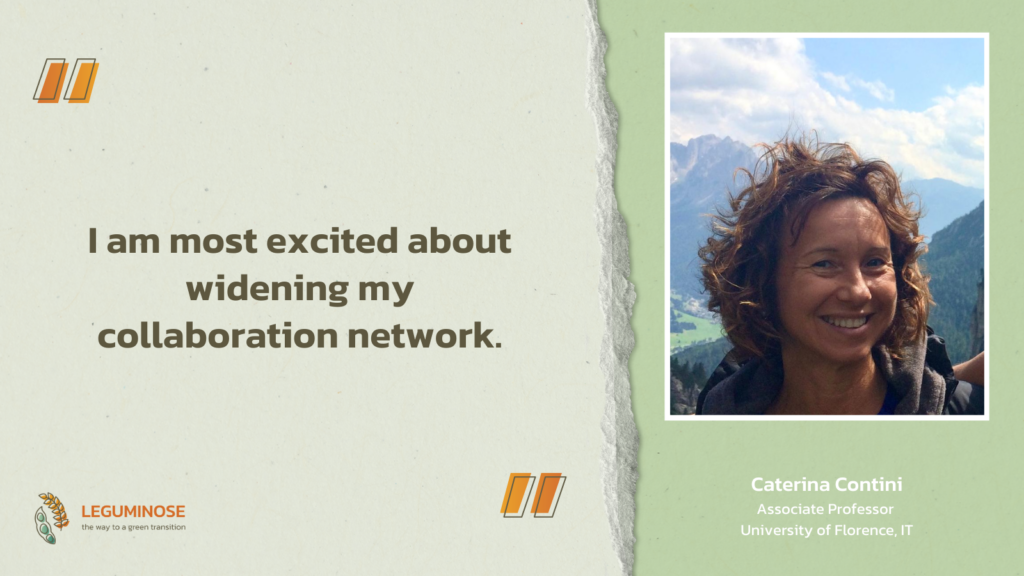 Picture of Caterina Contini. The quote “I am most excited about widening my collaboration network” is next to her.